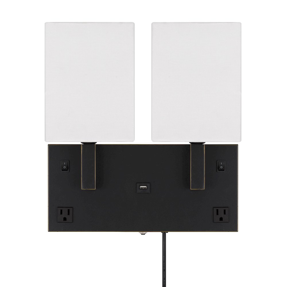 40W X 2 Oberlin Wall Lamp With 2 Power Outlets And 1 Usb Charging Port. Picture 2