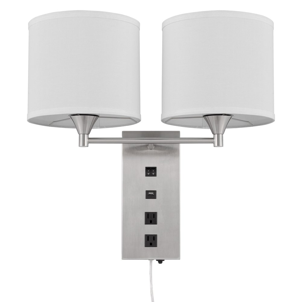 60W X 2 Reedsport Wall Lamp With 2 Power Outlets And 1 Usb Charging Port. Picture 2