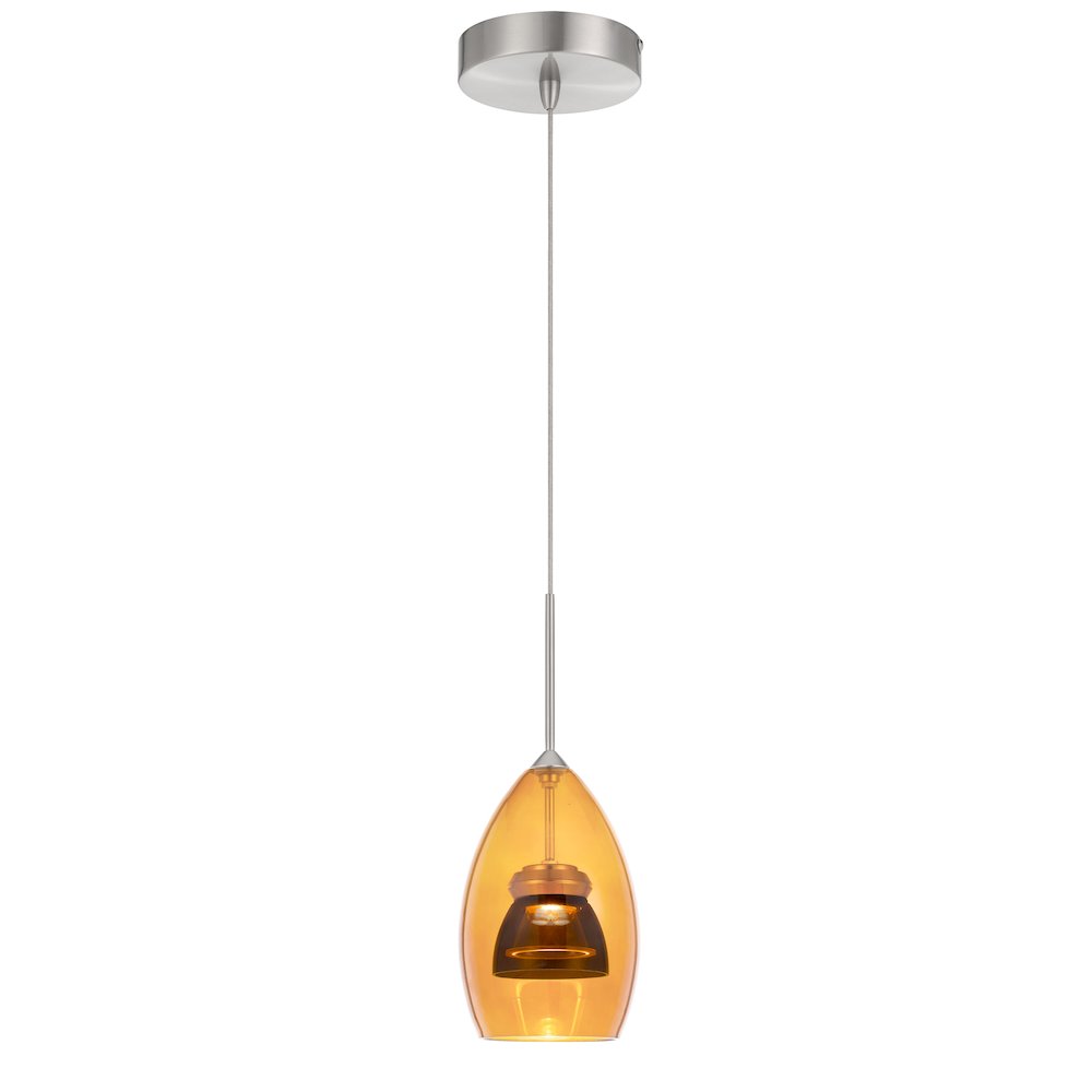 Integrated dimmable LED glass mini pendant light. 6W, 450 lumen, 3000K. Picture 1