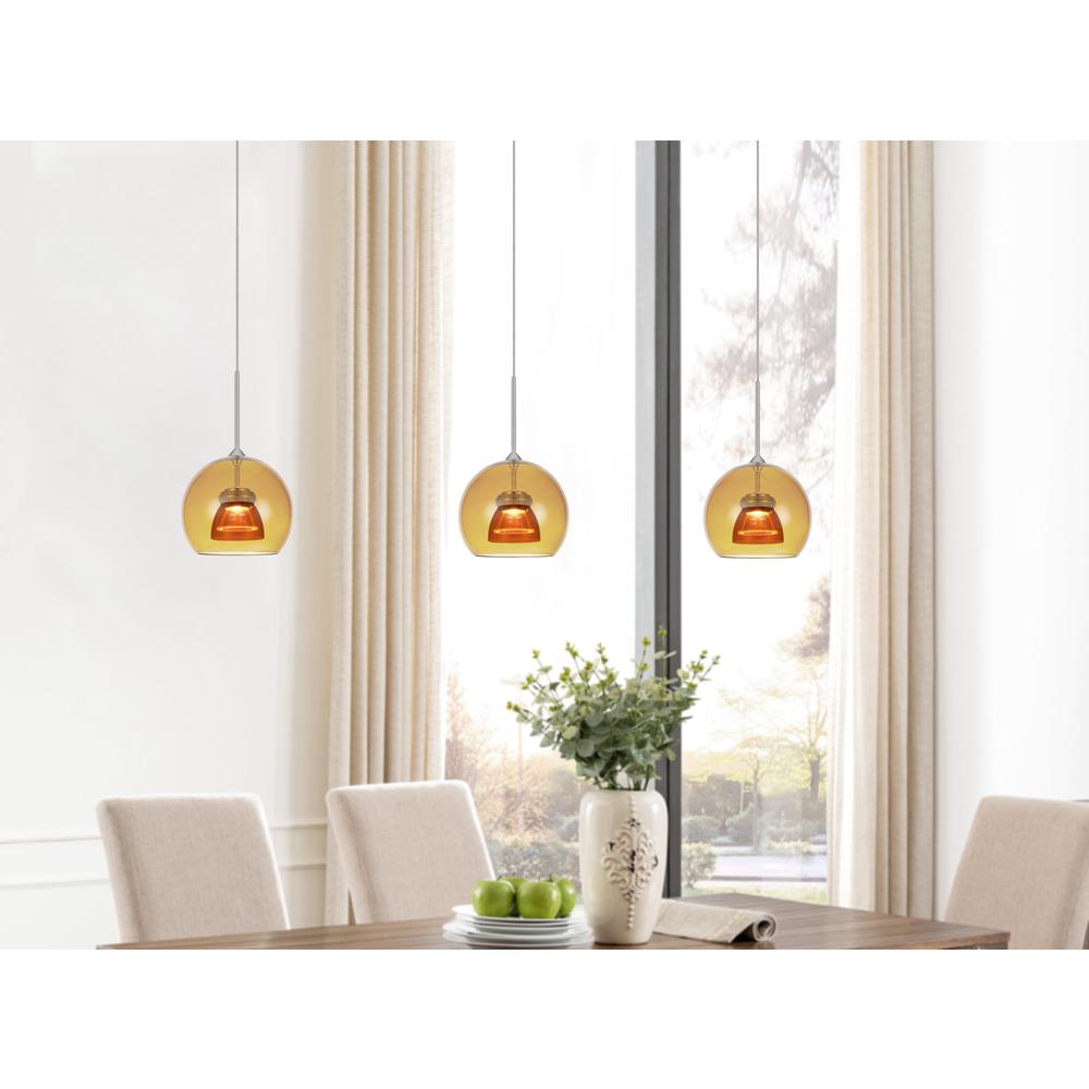 Integrated dimmable LED glass mini pendant light. 6W, 450 lumen, 3000K. Picture 1