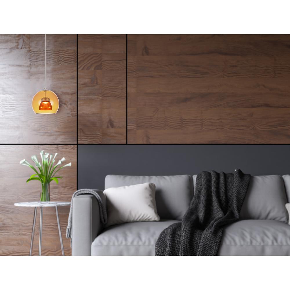 Integrated dimmable LED glass mini pendant light. 6W, 450 lumen, 3000K. Picture 2