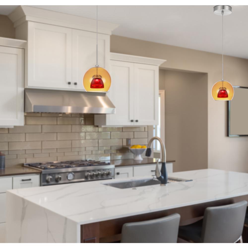 Integrated dimmable LED glass mini pendant light. 6W, 450 lumen, 3000K. Picture 2