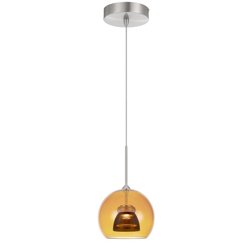 Integrated dimmable LED glass mini pendant light. 6W, 450 lumen, 3000K. Picture 1