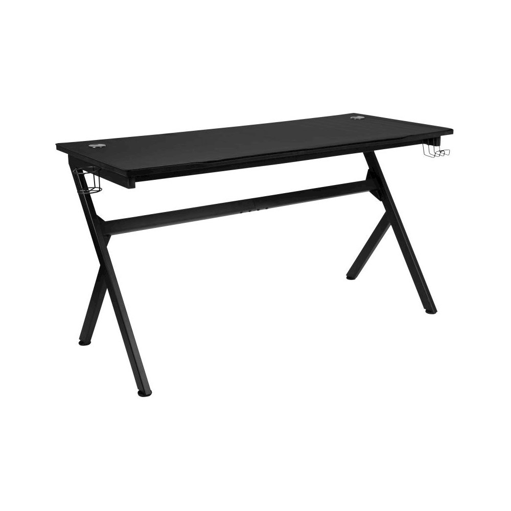 55" x 24" Extra Large Gaming Desk with Headphone Hook and Cup Holder - Free Mouse Pad. Picture 1