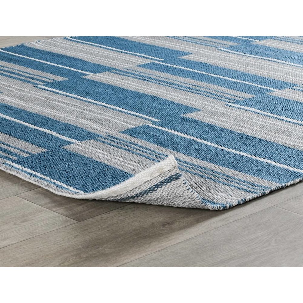 Boulder 2x3 Indoor Outdoor Handwoven Stripe Blue Area Rug by Kosas Home. Picture 2
