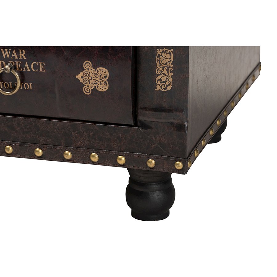 Leather Upholstered Wood Storage Ottoman. Picture 15