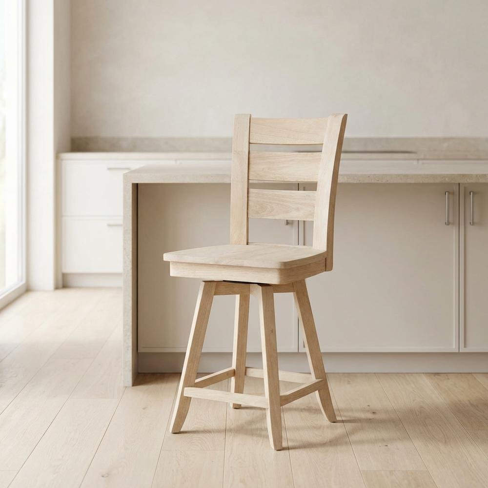 Unfinished Counter Height Stool with Swivel and Auto Return for Kitchen Bar. Picture 2