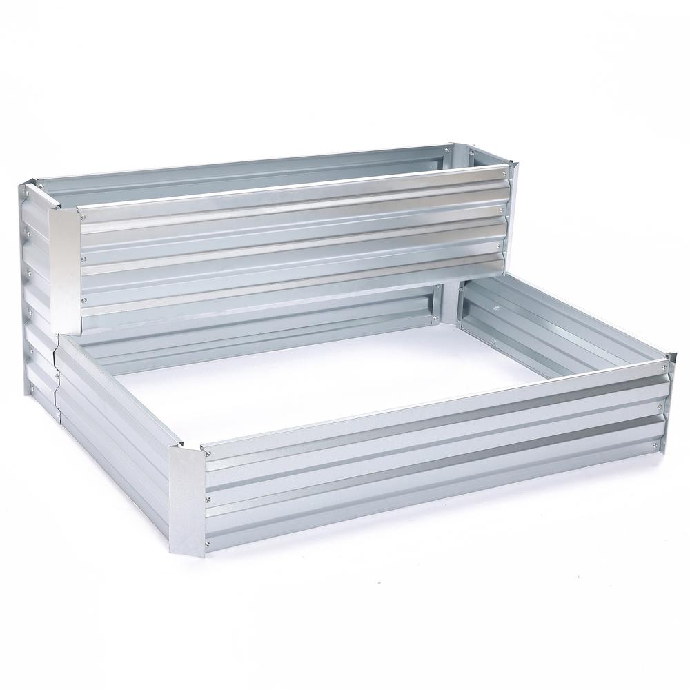 2-Tier Rectangular Galvanized Steel Raised Garden Bed. Picture 5