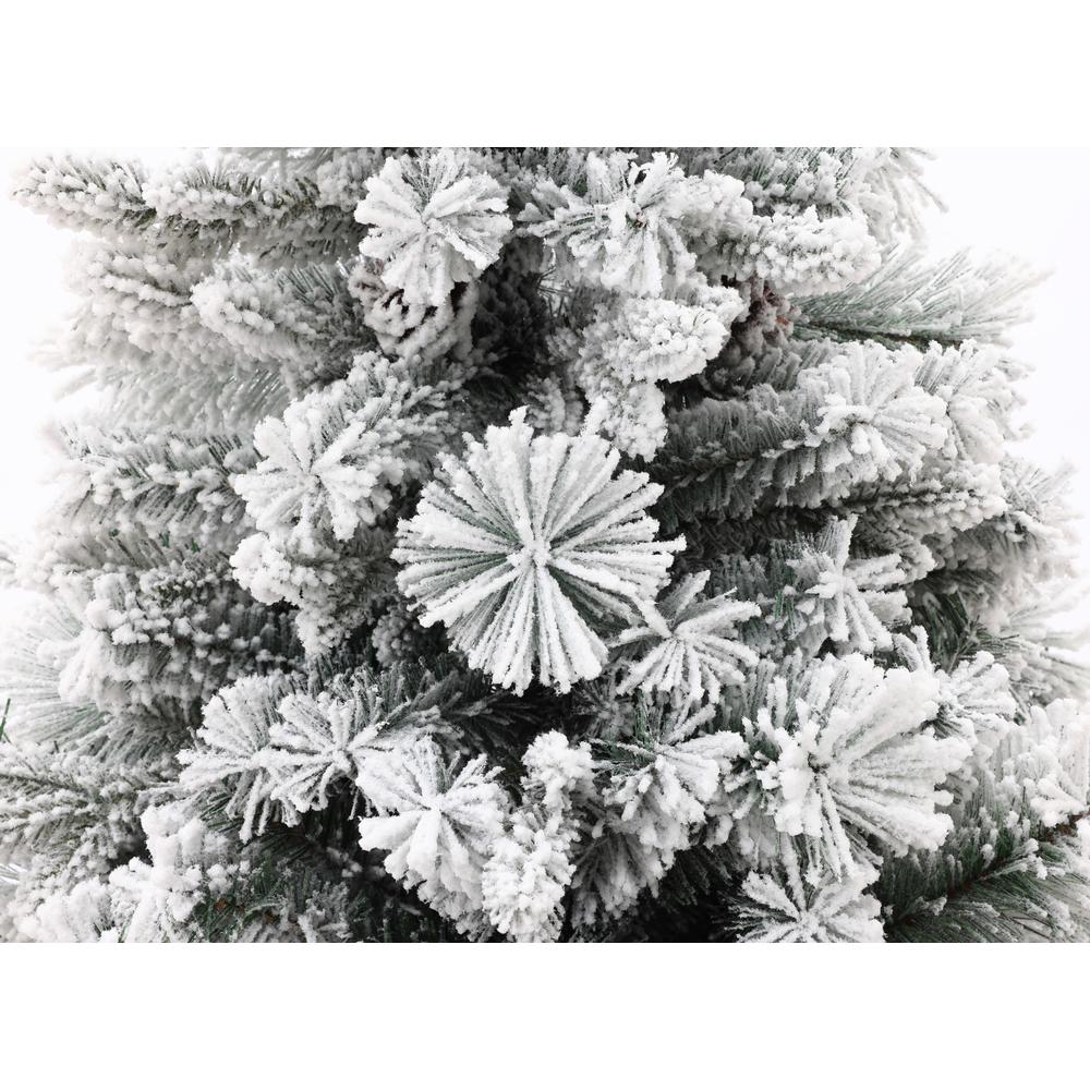 6Ft Artificial Flocked Full Pine Christmas Tree with Pine Cones. Picture 7