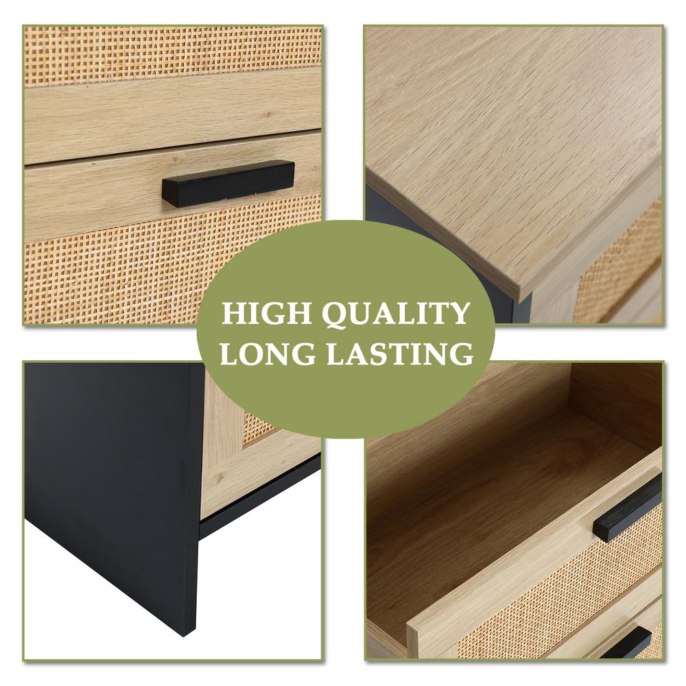 Black and Brown Wood 3-Drawer Rattan Chest. Picture 11