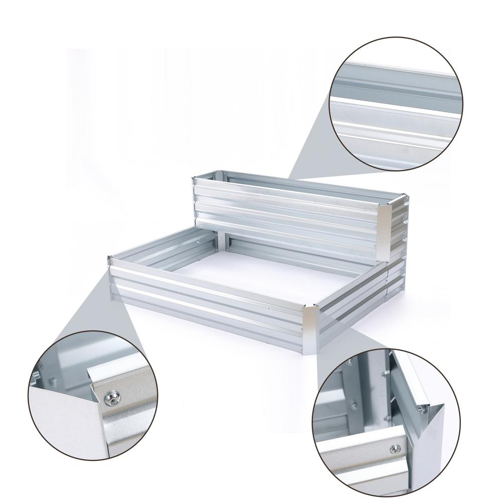 2-Tier Rectangular Galvanized Steel Raised Garden Bed. Picture 9