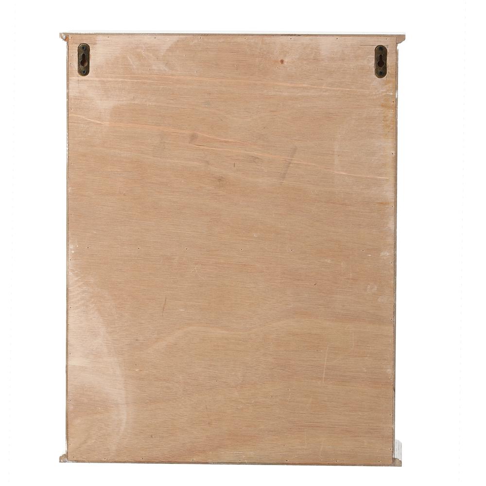 Farmhouse White and Natural MDF Wood Cathedral-Style 2-Door Wall Cabinet. Picture 7