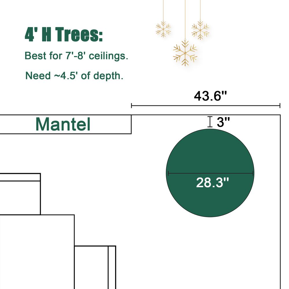 4Ft Pre-Lit Artificial Christmas Pine Tree with Metal Pot. Picture 16
