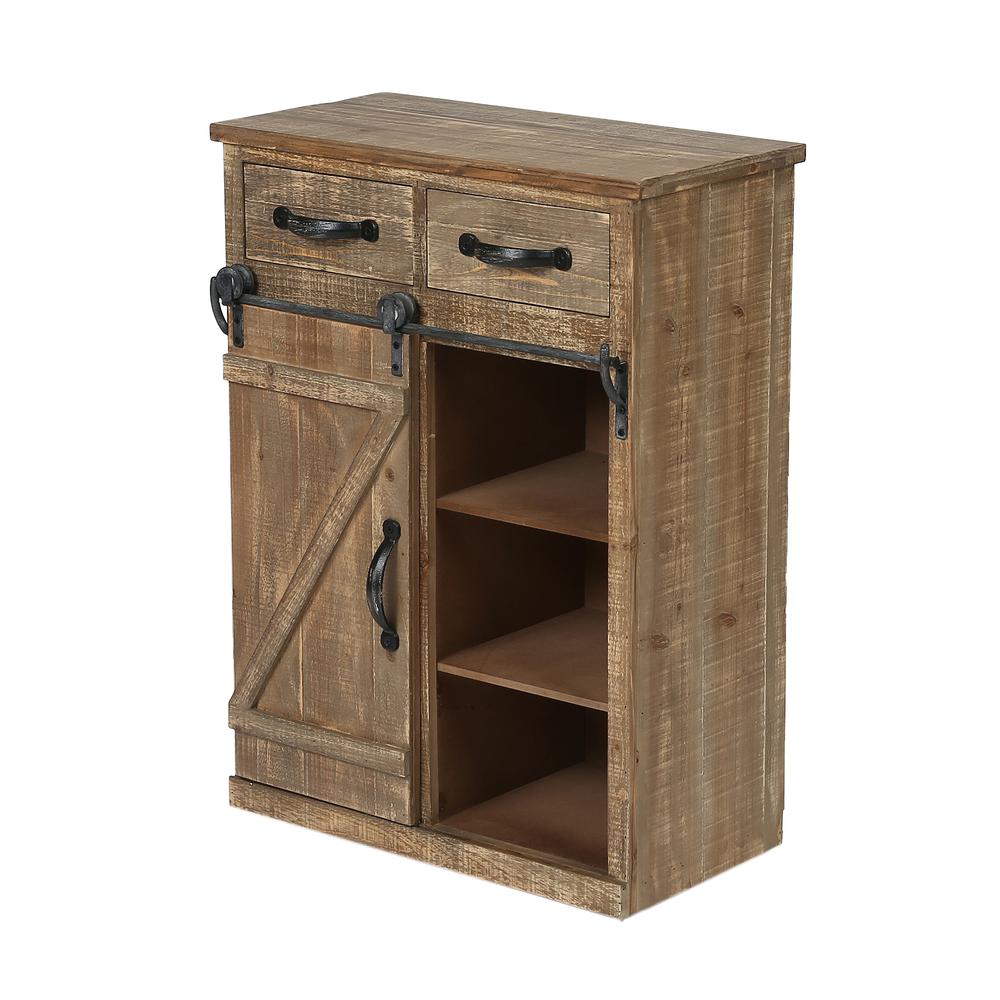 Rustic Wood Sliding Barn Door Storage Cabinet. Picture 4
