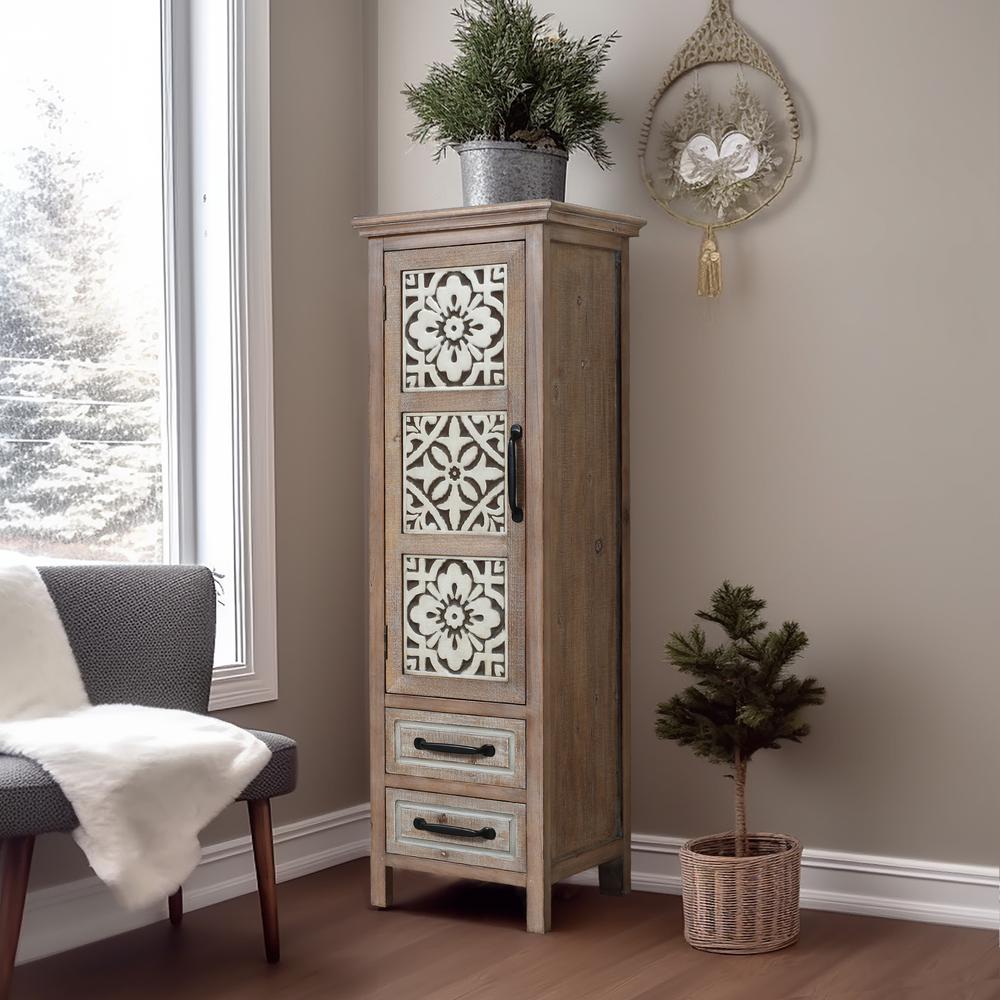 48" Tower Wood 2-Drawer 1-Door Storage Cabinet. Picture 18