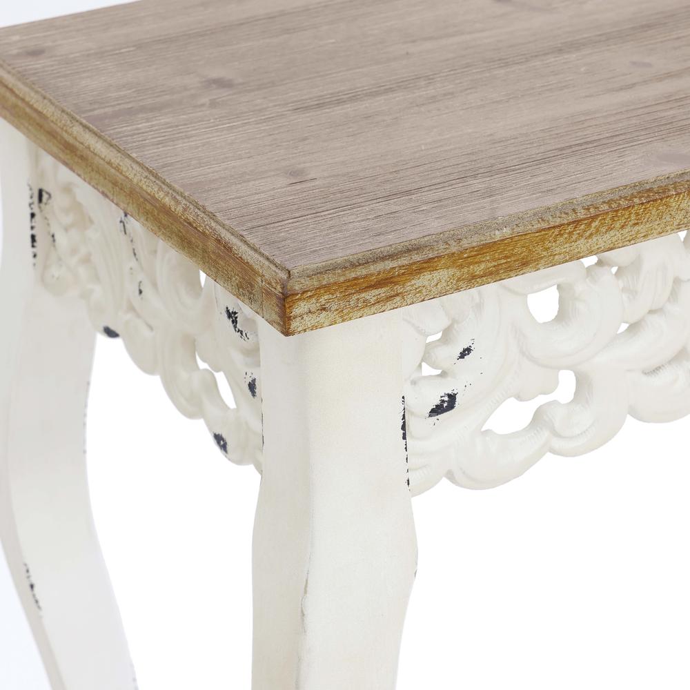 Victorian Off White and Natural Wood Console and Entry Table. Picture 10