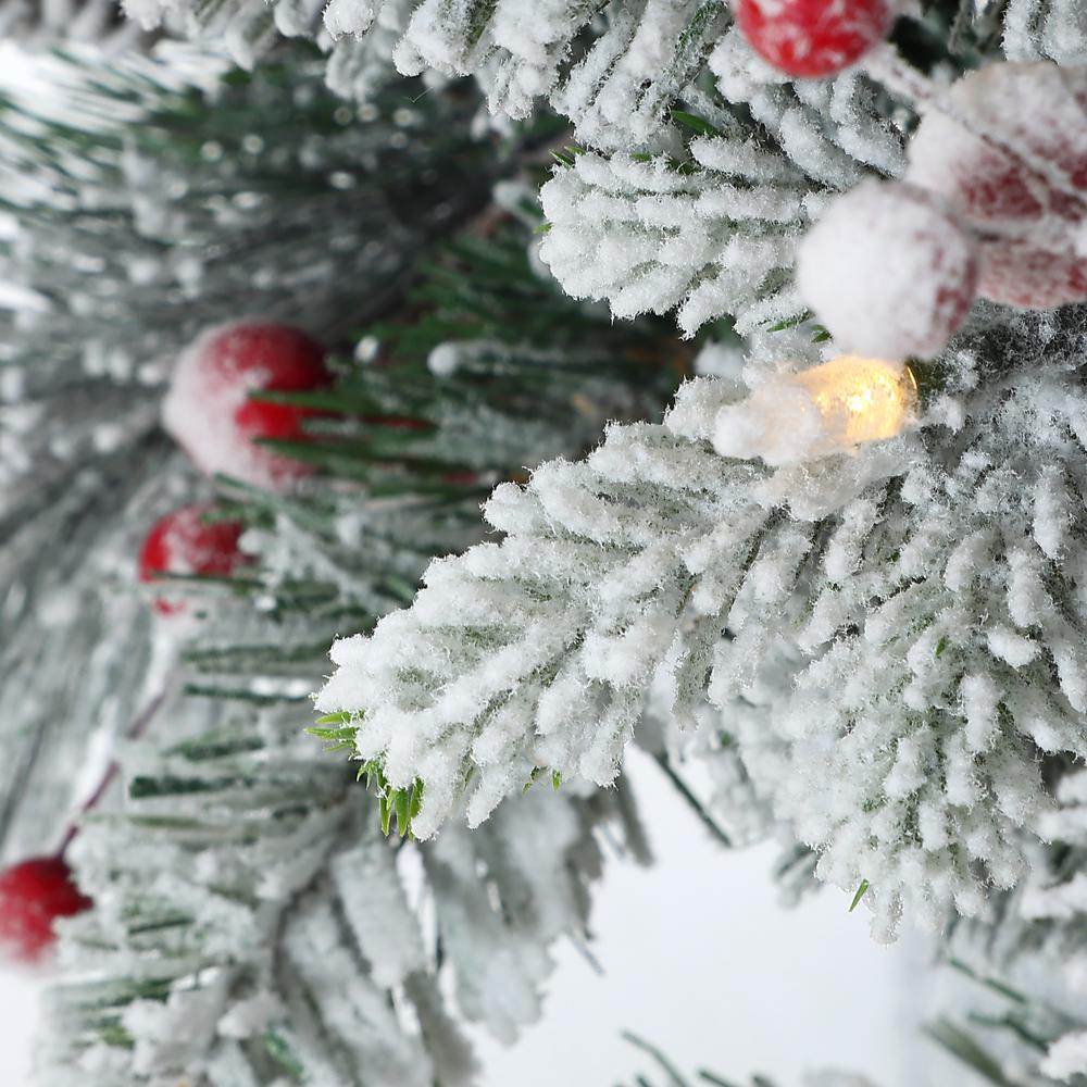 4Ft Pre-Lit Green Flocked Potted Artificial Christmas Tree. Picture 6