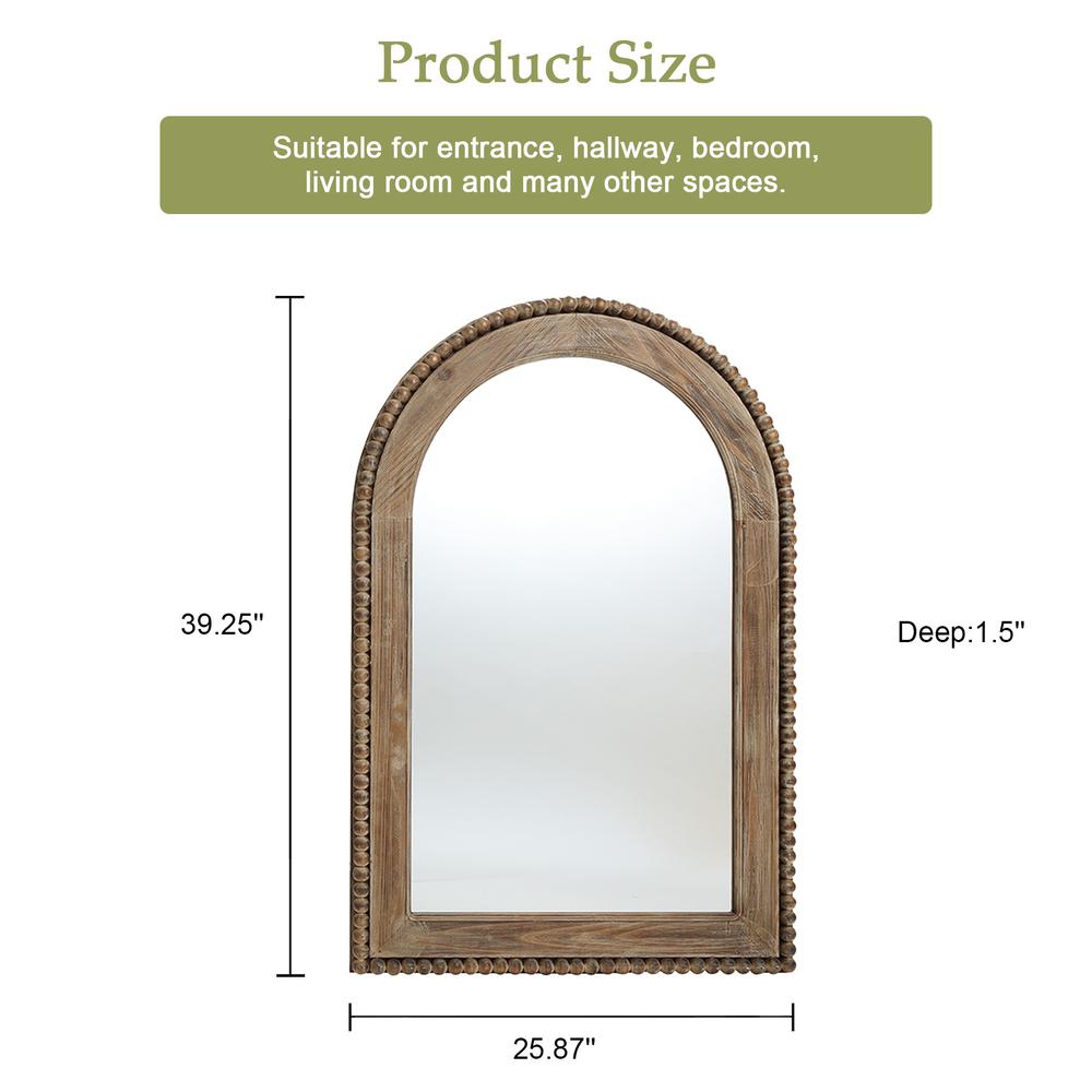 Wood Framed Arch Window Wall Mirror. Picture 9