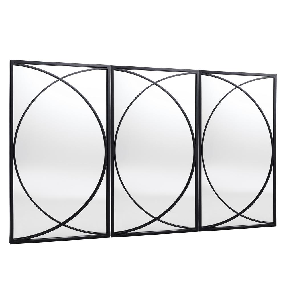 3-Piece Black Metal Rectangular Wall Mirror Set. Picture 8