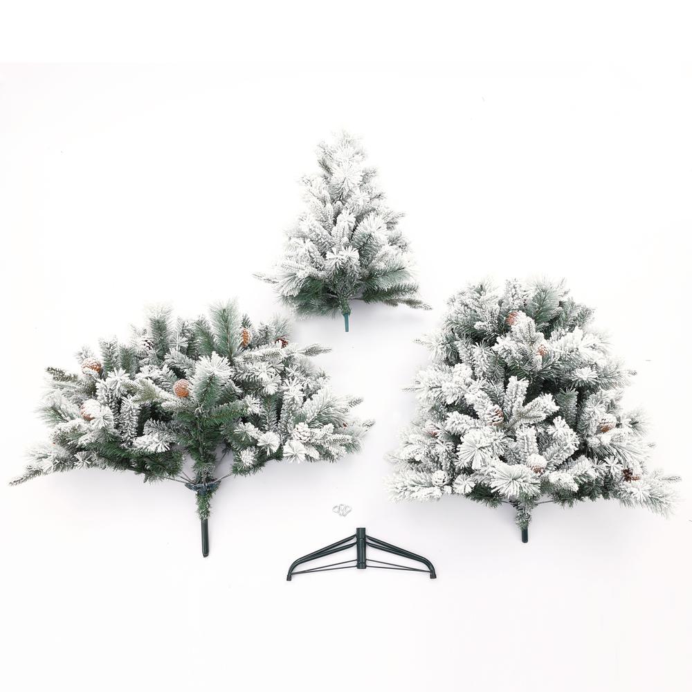 6Ft Artificial Flocked Full Pine Christmas Tree with Pine Cones. Picture 5