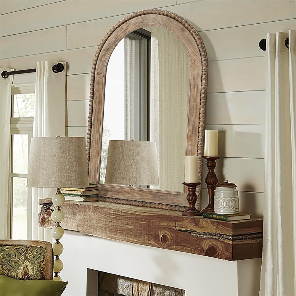 Wood Framed Arch Window Wall Mirror. Picture 4