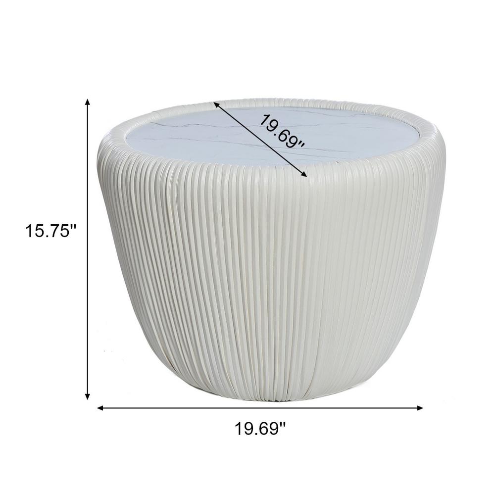 15.8" H White Round Side Table. Picture 11