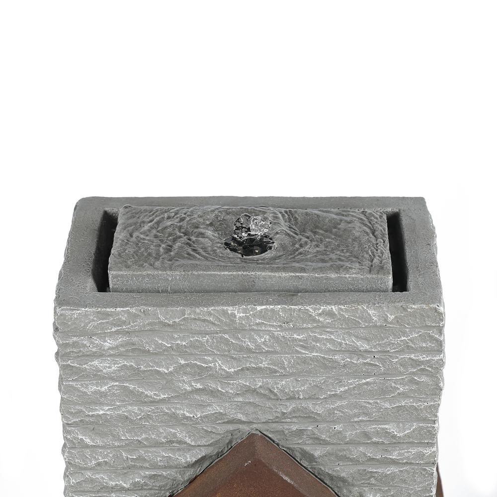 Resin Modern Textured Pedestal Lighted Outdoor Fountain. Picture 3