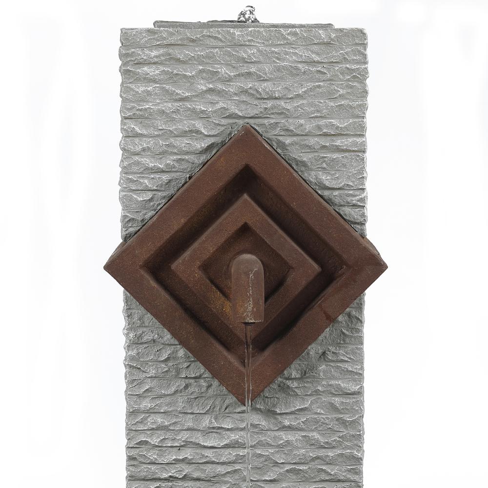 Resin Modern Textured Pedestal Lighted Outdoor Fountain. Picture 4