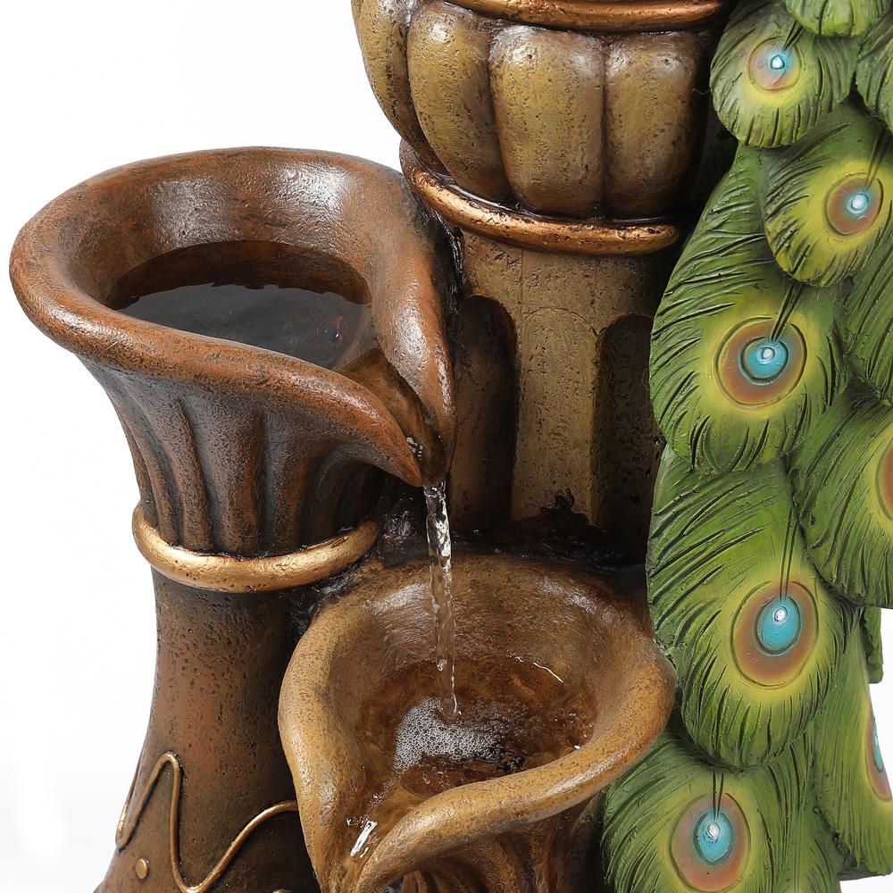Resin Pedestal Peacock and Urns Outdoor Fountain. Picture 5
