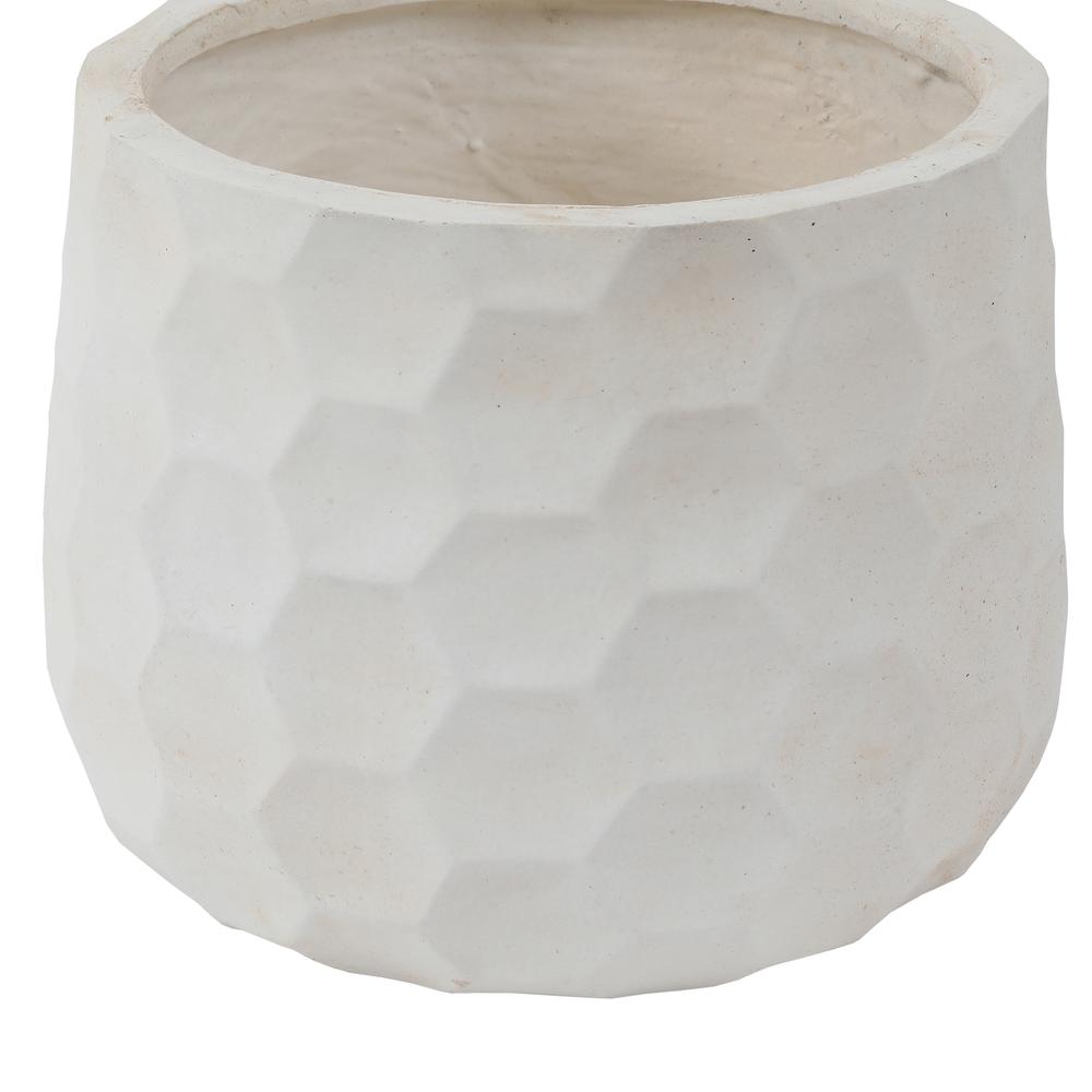 White Geo-Design Round MgO Planter. Picture 3