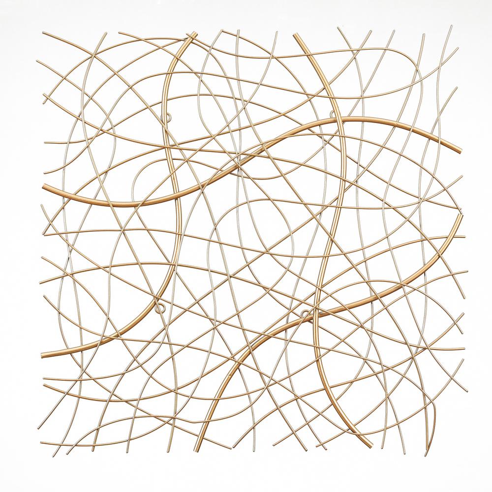 Large Gold Abstract Square Metal Wall Decor. Picture 1