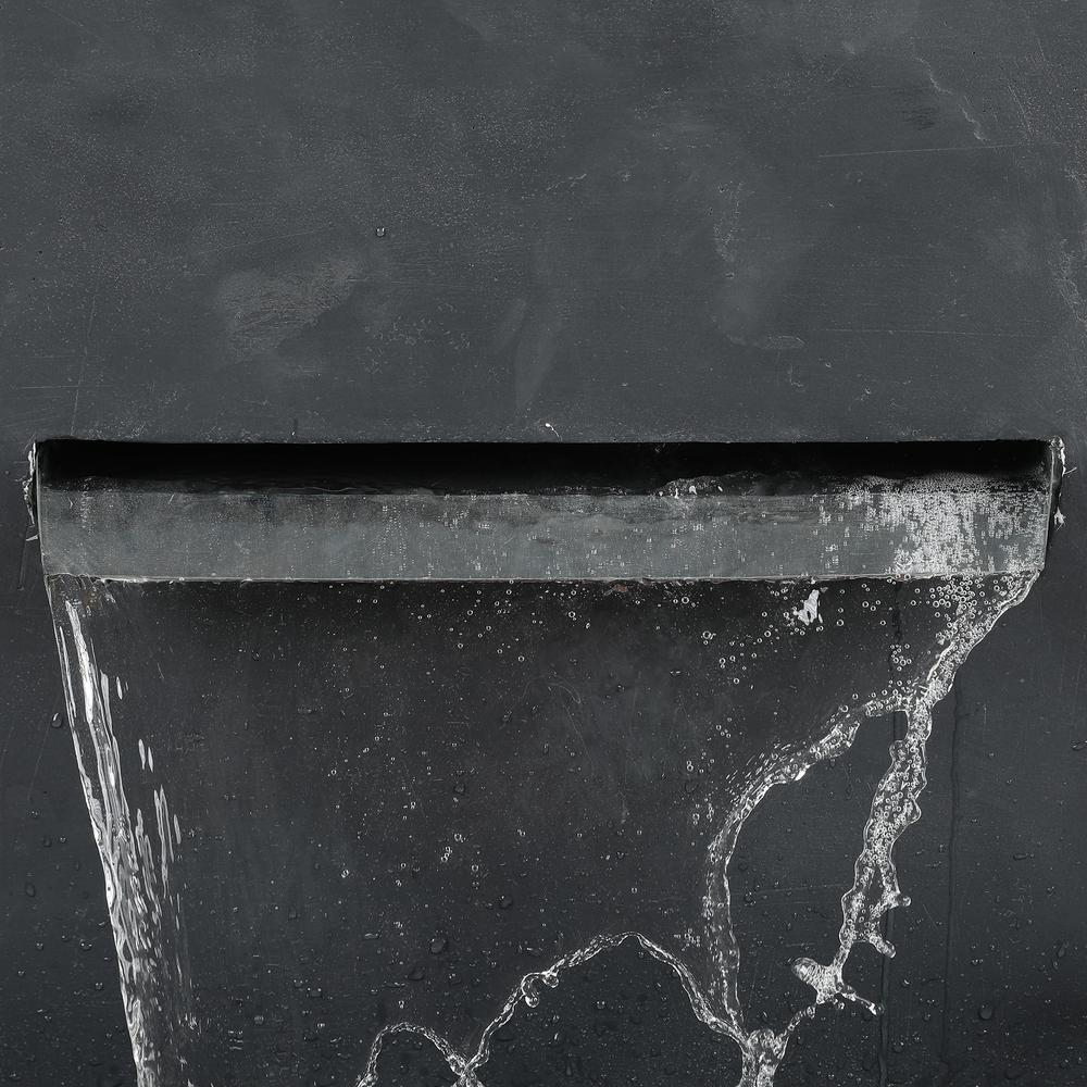 Gray Resin Modern Rectangular Waterfall Outdoor Fountain. Picture 3