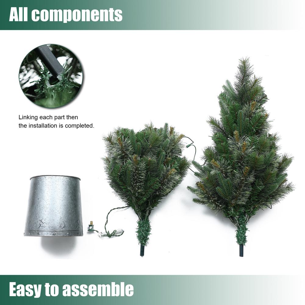 4Ft Pre-Lit Artificial Christmas Pine Tree with Metal Pot. Picture 10