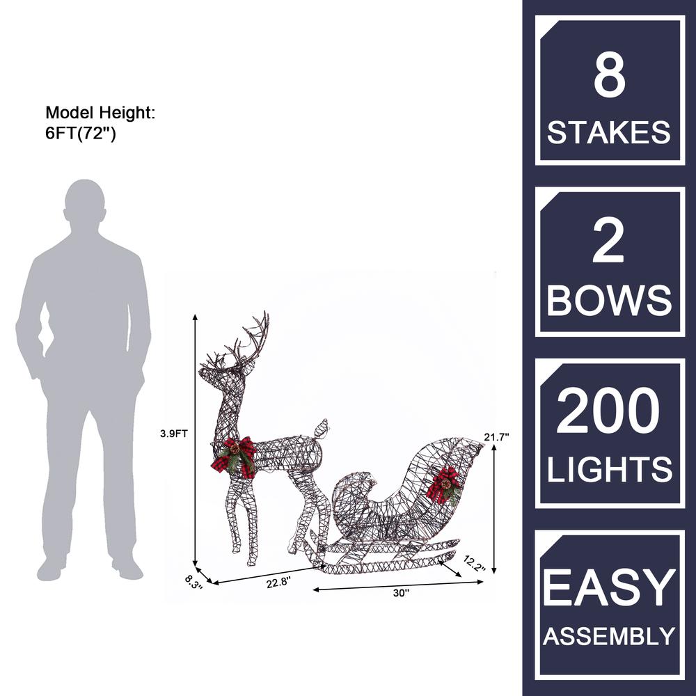 Reindeer and Sleigh Lighted Outdoor Holiday Decoration Set. Picture 14