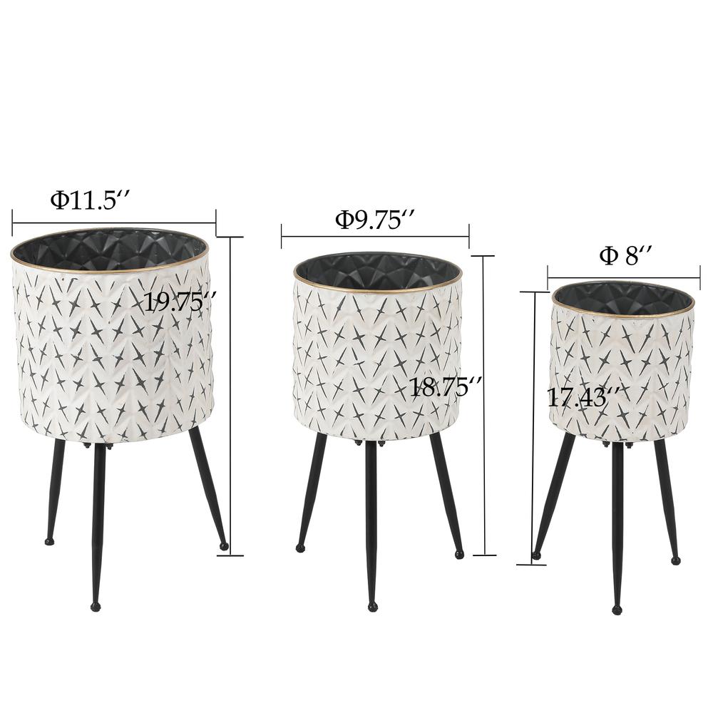 3 Piece Standing Metal Round Planters. Picture 3