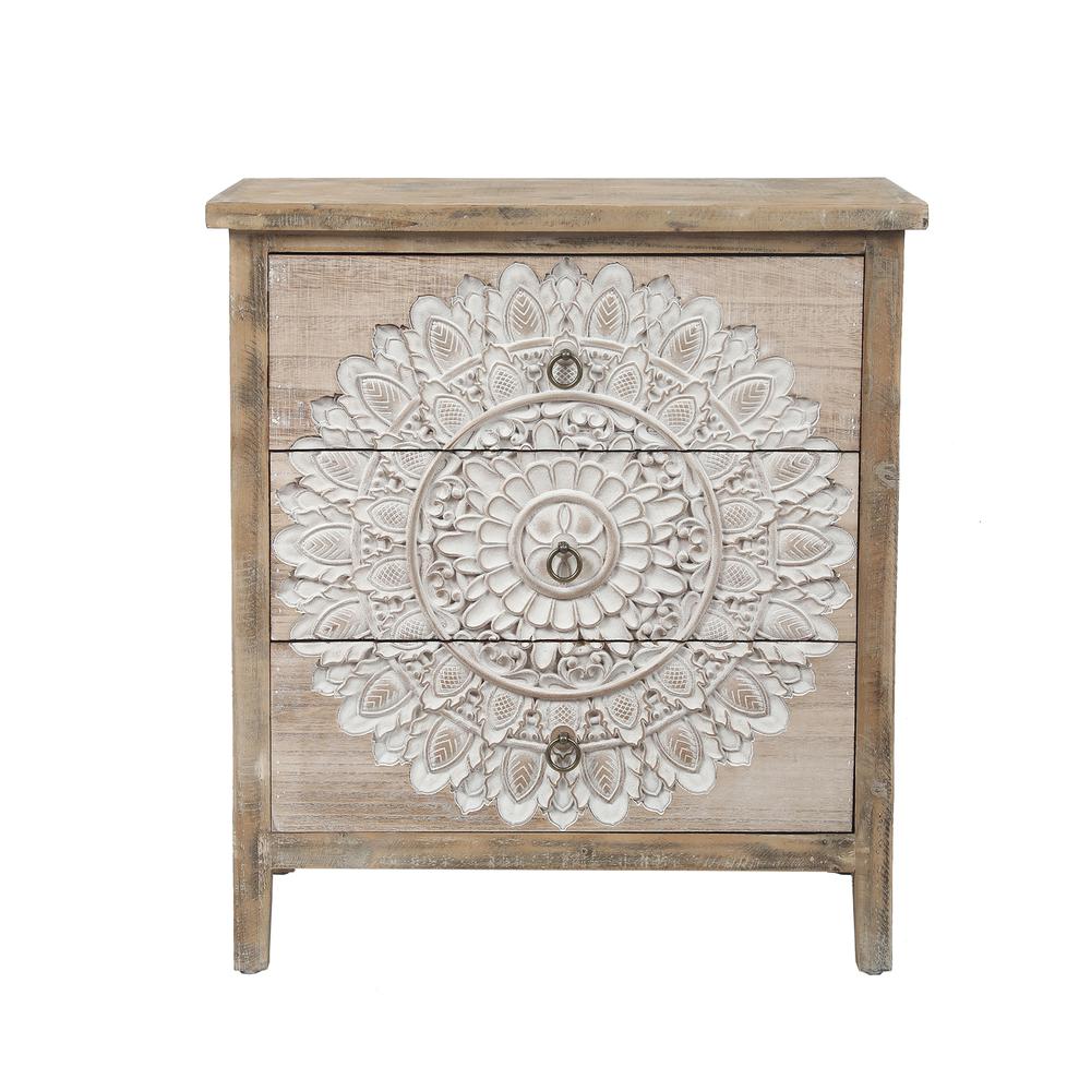 Wood Medallion Three-Drawer Chest. Picture 1