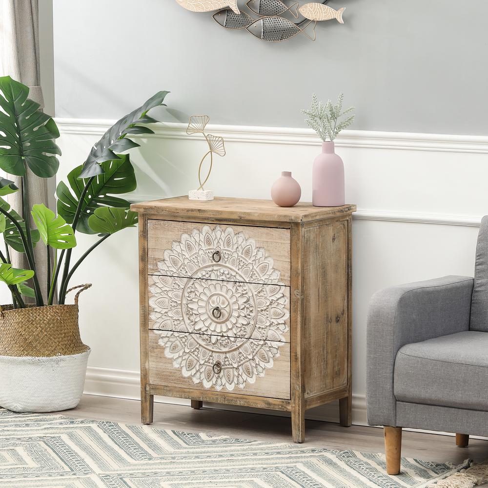 Wood Medallion Three-Drawer Chest. Picture 2