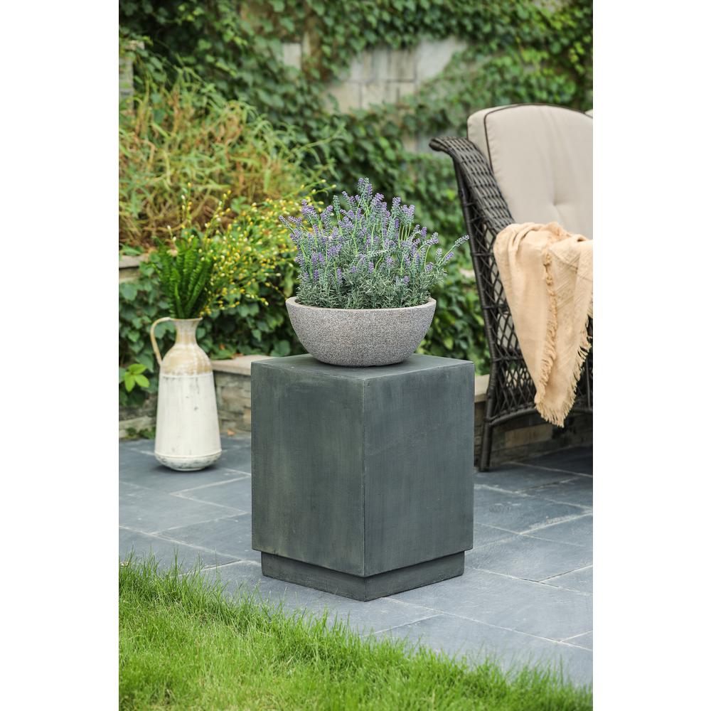 Gray Cement Square Indoor Outdoor Side and End Table. Picture 2