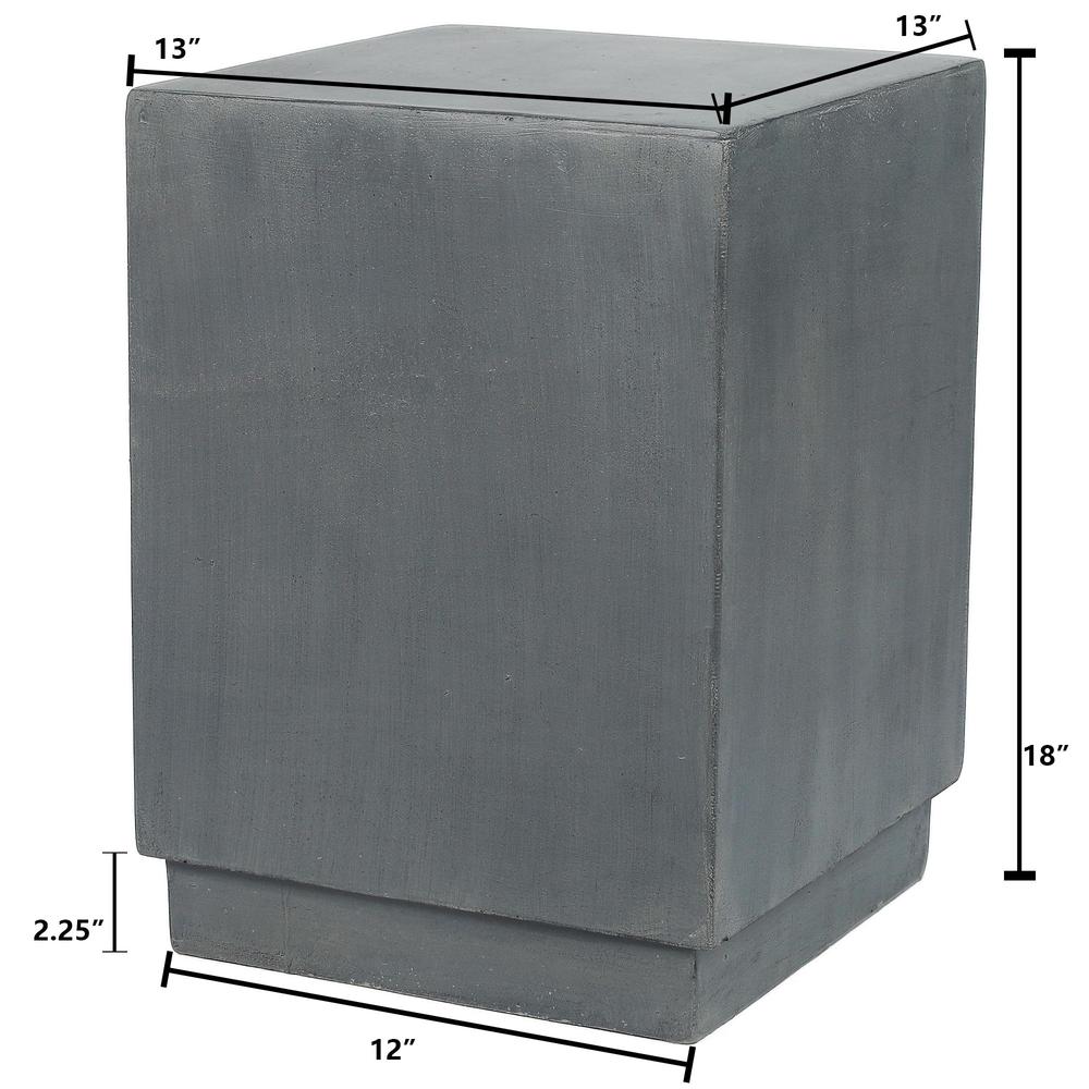 Gray Cement Square Indoor Outdoor Side and End Table. Picture 5
