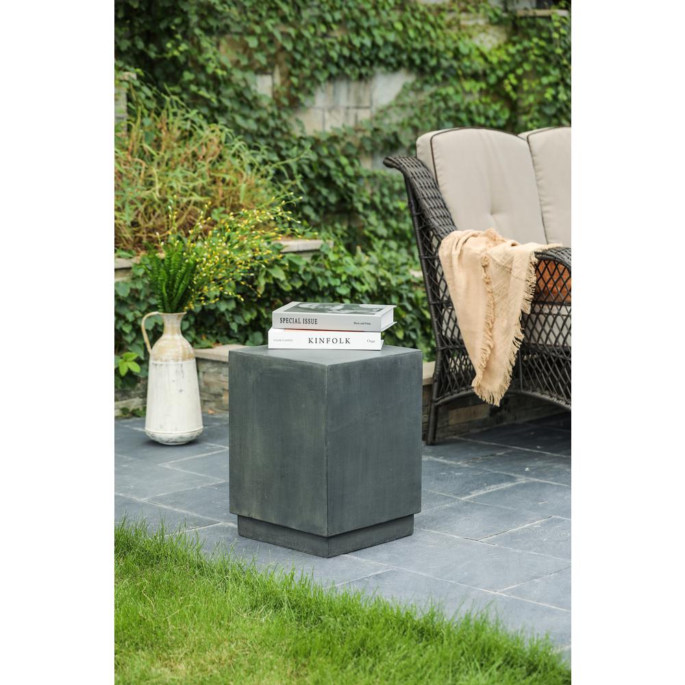 Gray Cement Square Indoor Outdoor Side and End Table. Picture 3