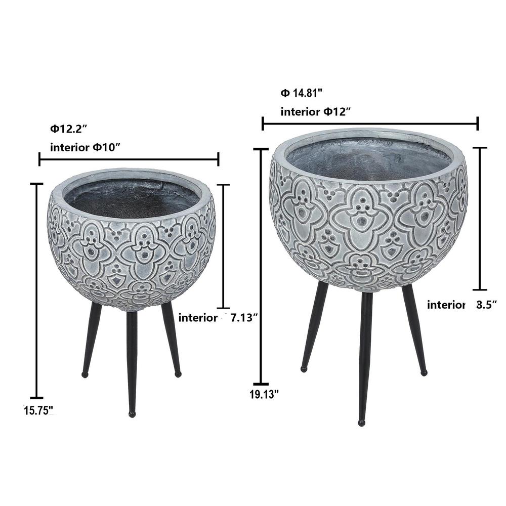 2-Piece MgO Gray Raised Planters. Picture 6