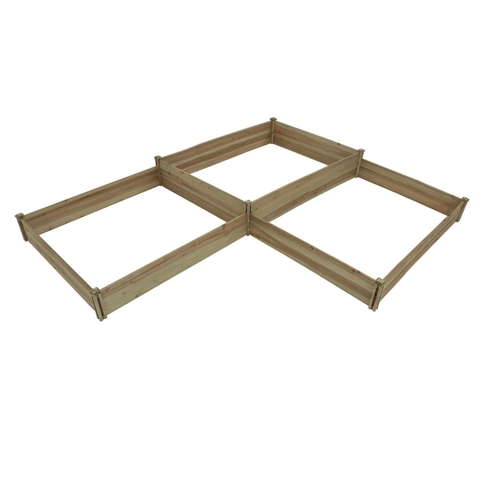 Wood Three Section L-Shaped Raised Garden Bed. Picture 2