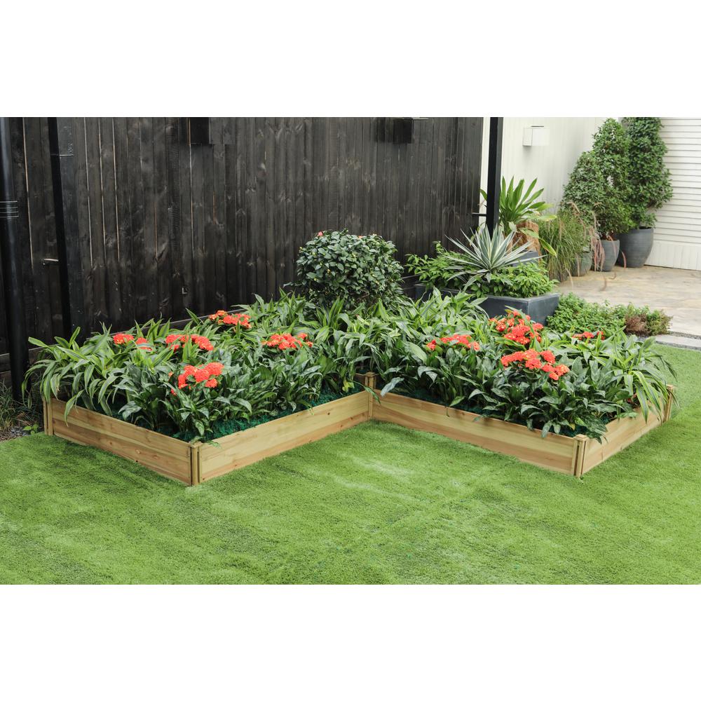 Wood Three Section L-Shaped Raised Garden Bed. Picture 1