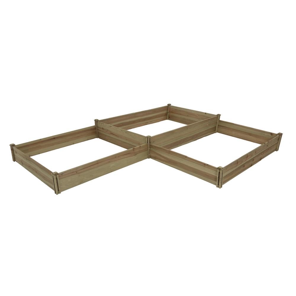 Wood Three Section L-Shaped Raised Garden Bed. Picture 3