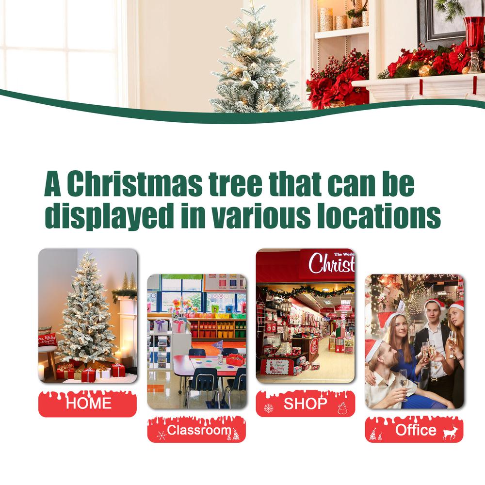 5Ft Pre-Lit Full Artificial Flocked Christmas Tree. Picture 12