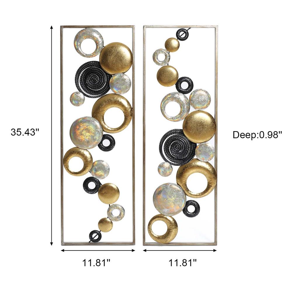 Set of 2 Modern Multi-Color Abstract Metal Wall Decor Panels. Picture 10