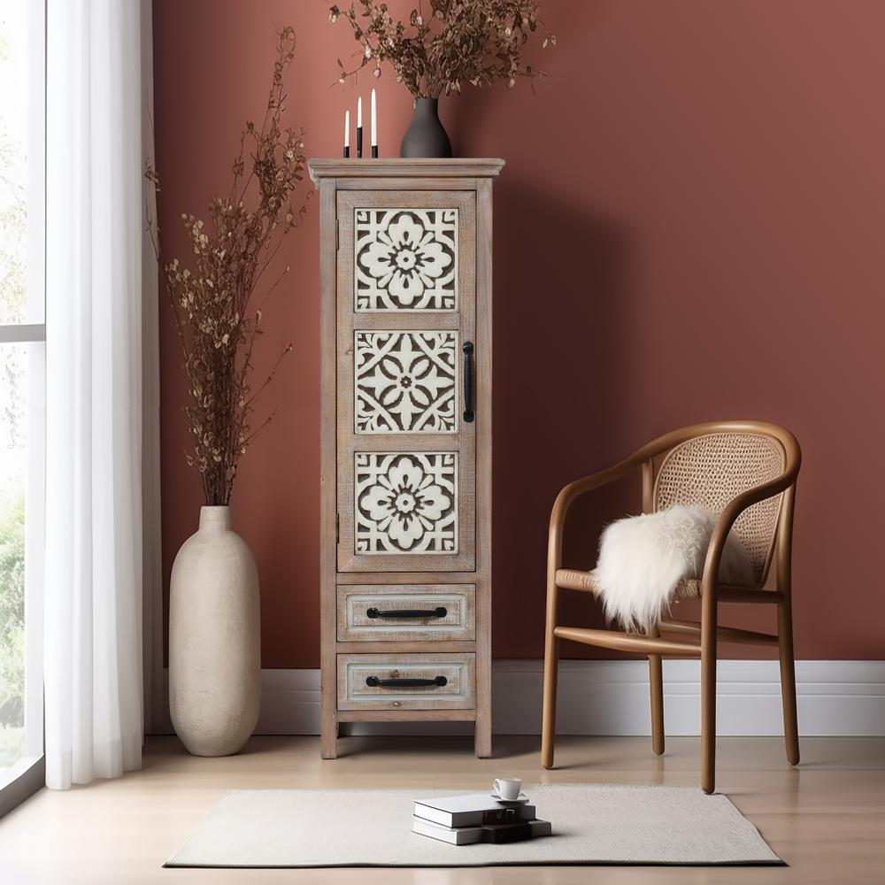 48" Tower Wood 2-Drawer 1-Door Storage Cabinet. Picture 17