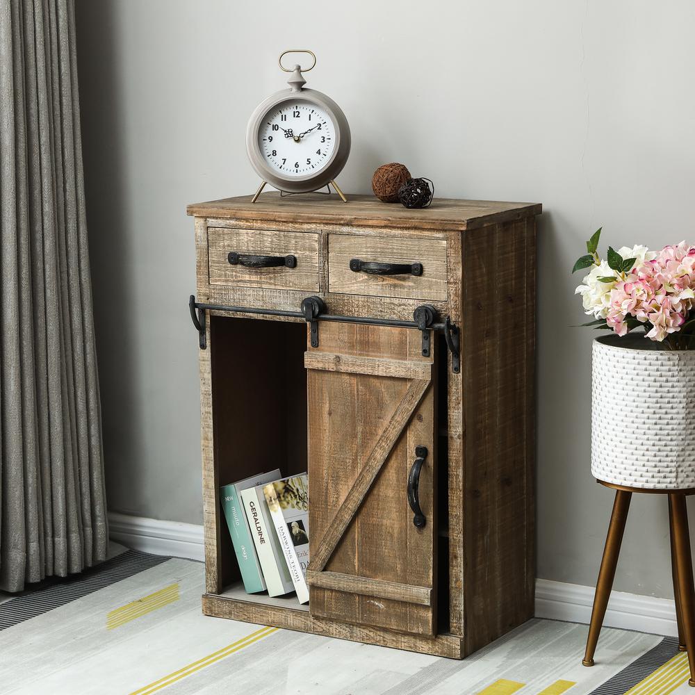 Rustic Wood Sliding Barn Door Storage Cabinet. Picture 2