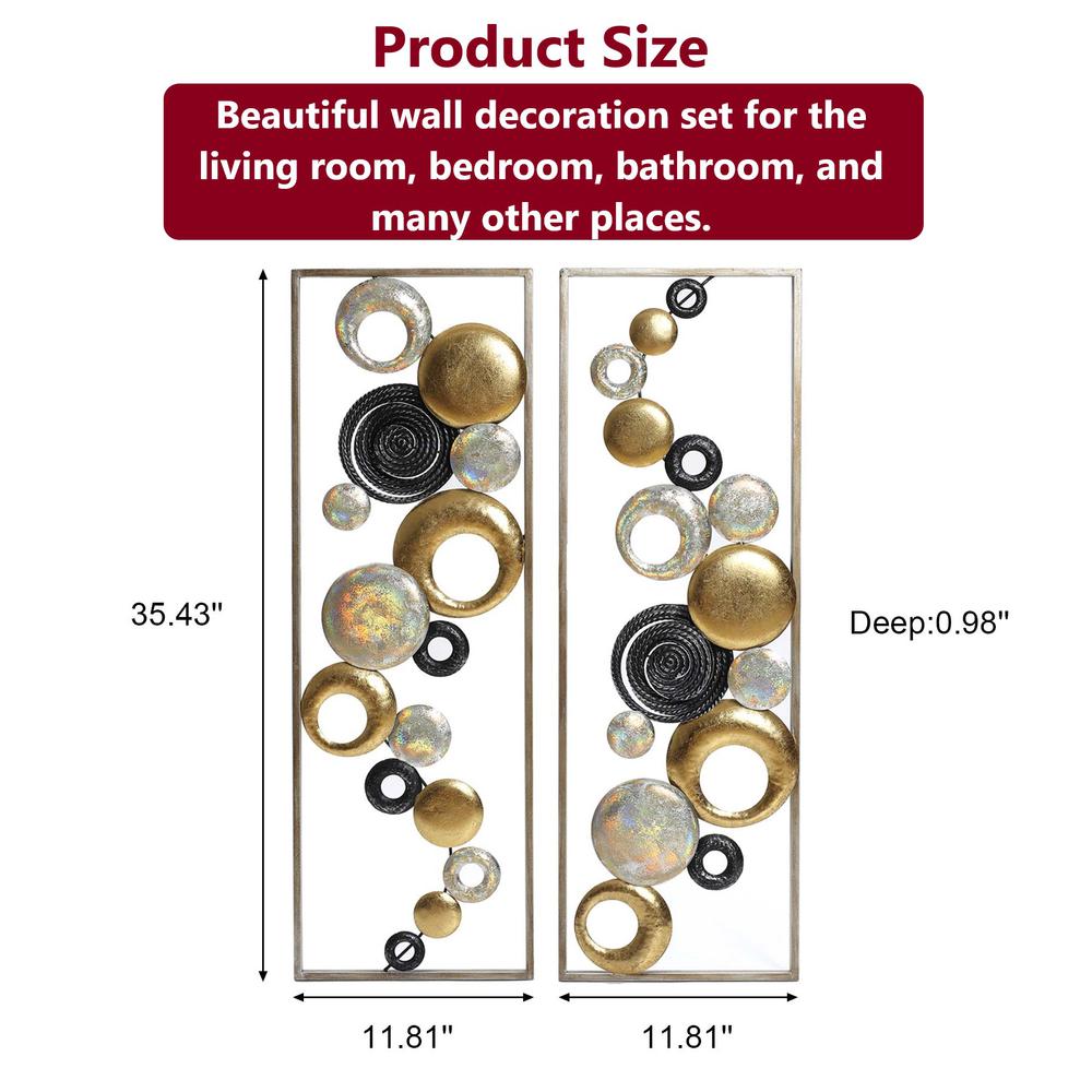 Set of 2 Modern Multi-Color Abstract Metal Wall Decor Panels. Picture 9