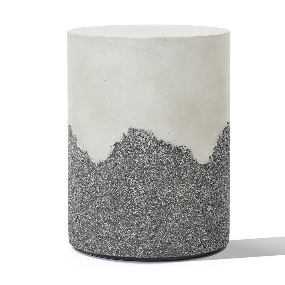 Gray and White Cement Round Outdoor Side Table. Picture 1
